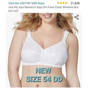 Just My Size Women's Easy On Front Close Wirefree Bra MJ1107
54 DD